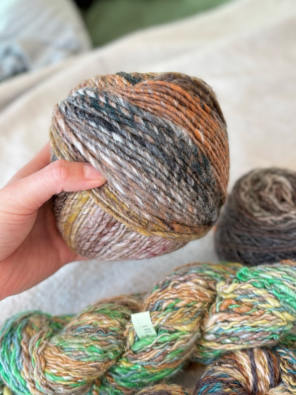 1lb noro + indie handspun yarn bundle - marled wool earth tones lot 453g
